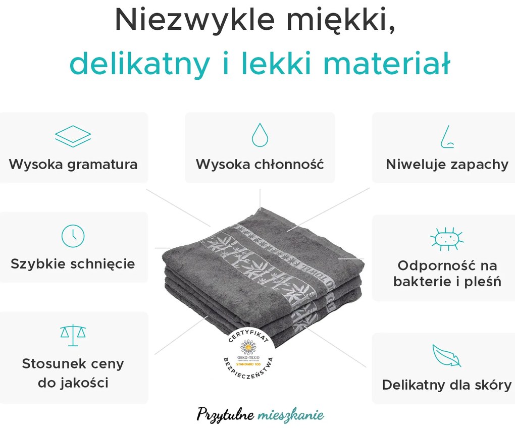 Ręcznik kąpielowy bambusowy BAMBOO 70x140 cm zielony, 70% bambus | 30% bawełna