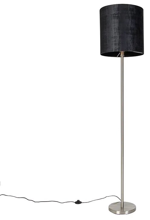 Nowoczesna lampa podłogowa stalowa z kloszem czarnym 40 cm - Simplo Nowoczesny Oswietlenie wewnetrzne