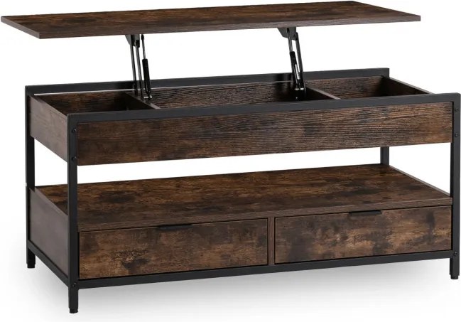 Ławostół Rozkładany LUCA 100 cm Dąb Rustykalny/Czarny Loft - Stół i Ława do Salonu