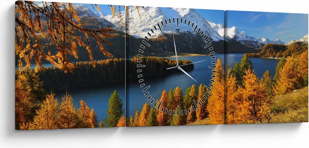 Obraz - Jesień w Alpach (z zegarem) (90x30 cm)