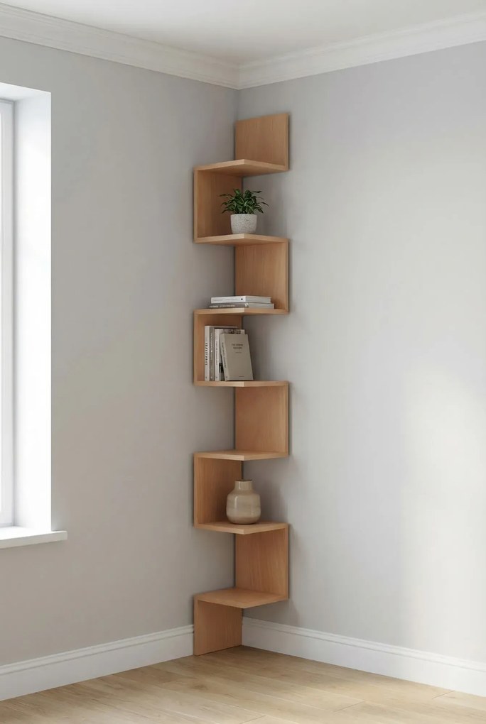 Narożna półka ścienna w kolorze buk W6-M99