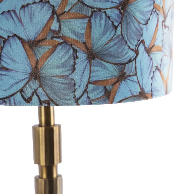 Lampa stołowa art deco brąz klosz welurowy motyle 35cm - Torre ArtDeco Oswietlenie wewnetrzne