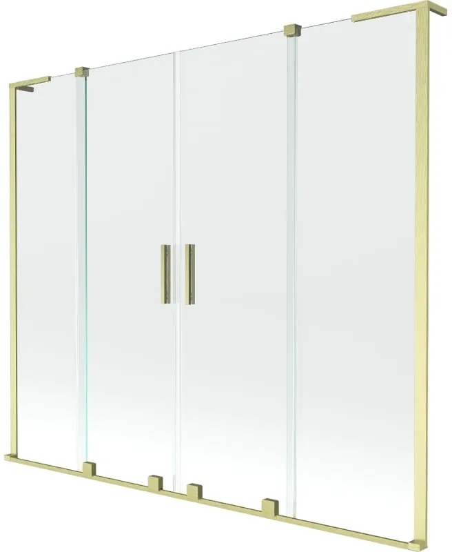 Mexen Velar L Duo parawan nawannowy 2-skrzydłowy rozsuwany 180 x 150 cm, transparent, złoty szczotkowany - 896-180-003-02-55