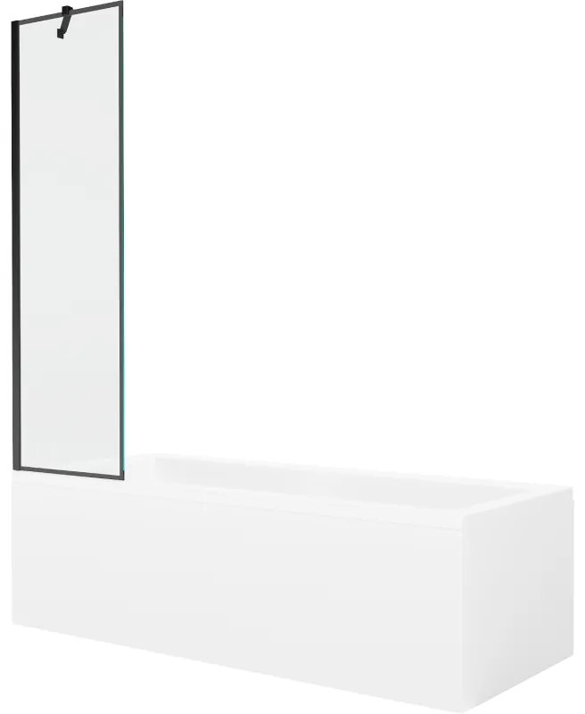 Mexen Cubik wanna prostokątna 160 x 70 cm z obudową i parawanem 1-skrzydłowym 50 cm, czarny wzór - 550316070X9505007070