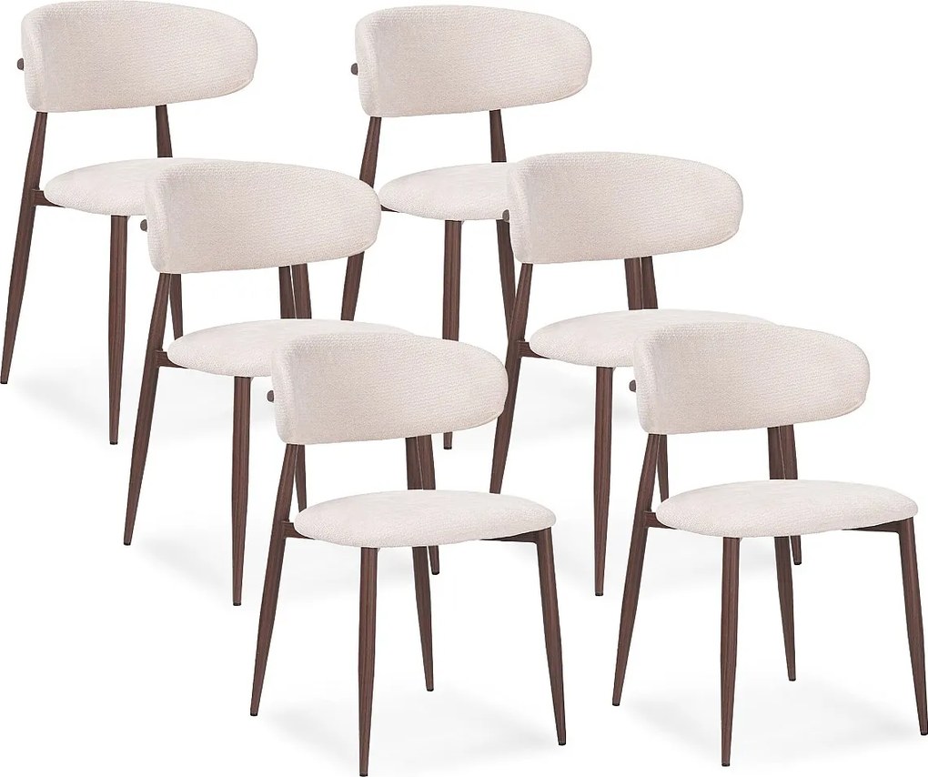 Zestaw 6 krzeseł z tkaniny z efektem drewna orzechowego - Beżowy i ciemny - LEA