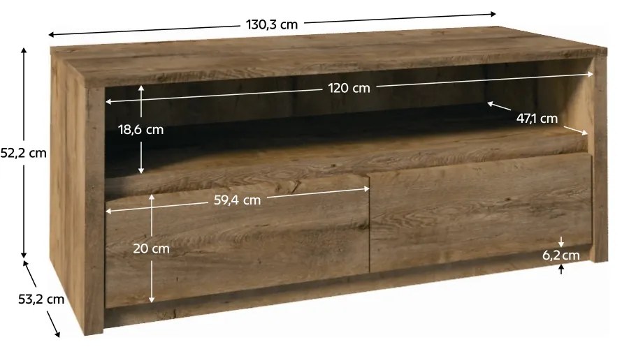 Stolik pod telewizor MONTANA 130, dąb Lefkas
