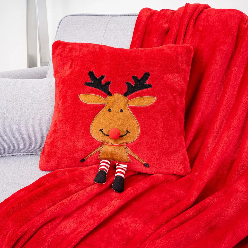 4Home Świąteczny koc Happy Reindeer, 150 x 200 cm