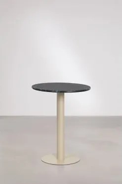 Okrągły Barowy Stół Z Naturalnego Kamienia Xiren Ø60 Cm & Zielony Marmur Big Flower - Tapiokowy Beż - Sklum