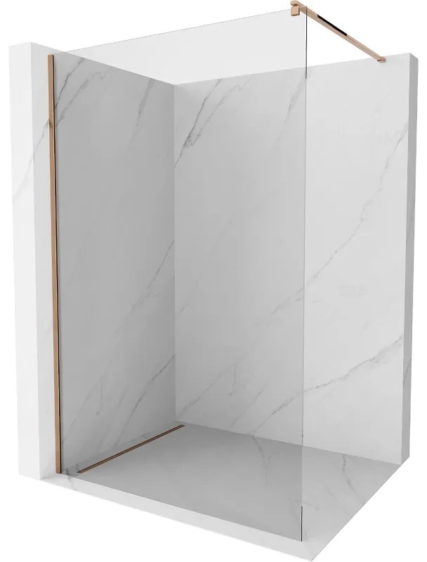 Mexen Kioto ścianka prysznicowa Walk-in 130 x 200 cm, transparent 8 mm, różowe złoto - 800-130-101-60-00