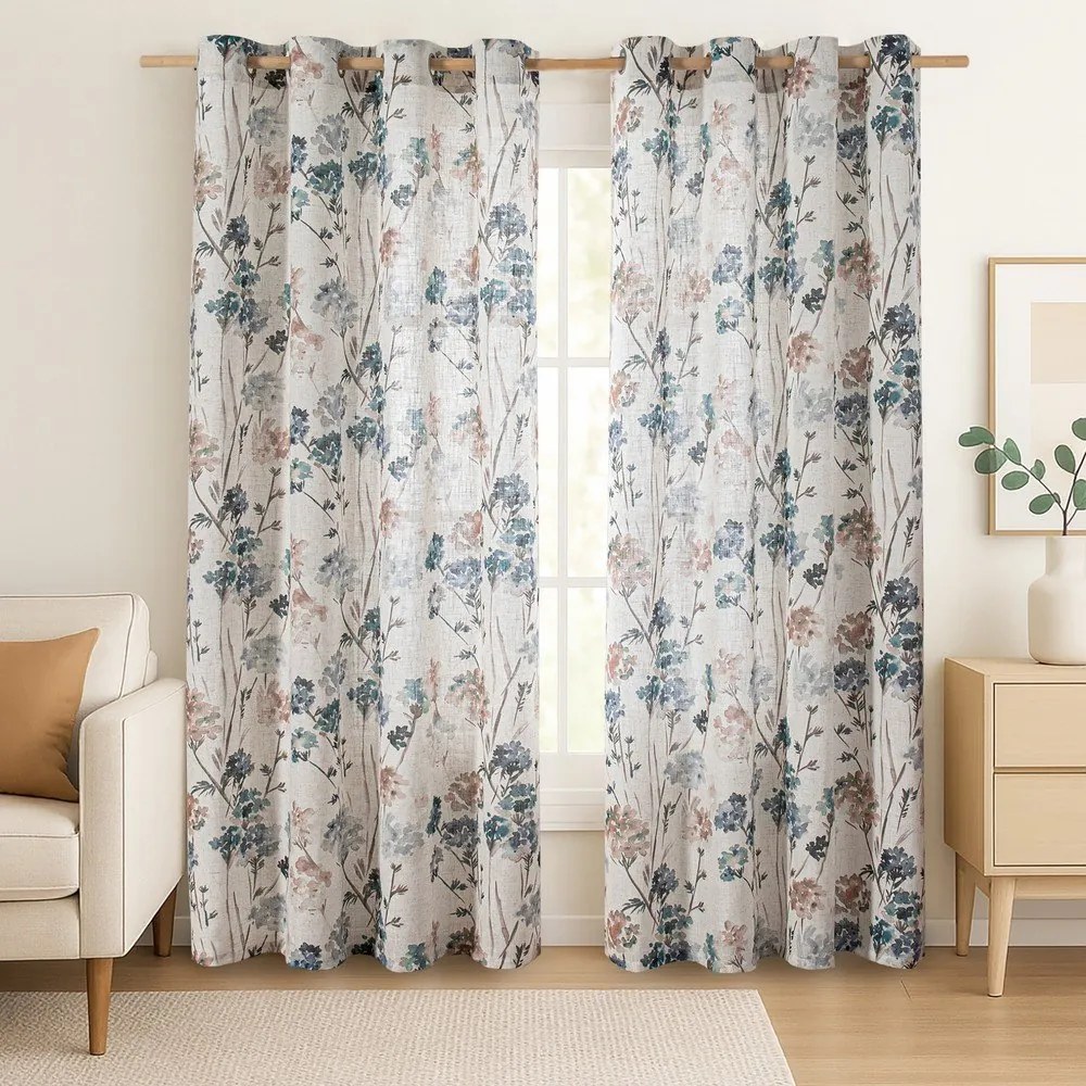 Jasnoniebieska/kremowa zasłona 135x250 cm Flosi – Restilo