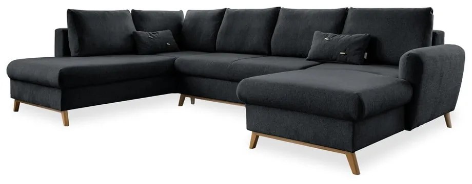 Ciemnoszara rozkładana sofa w kształcie litery "U" Miuform Scandic Lagom, lewostronna