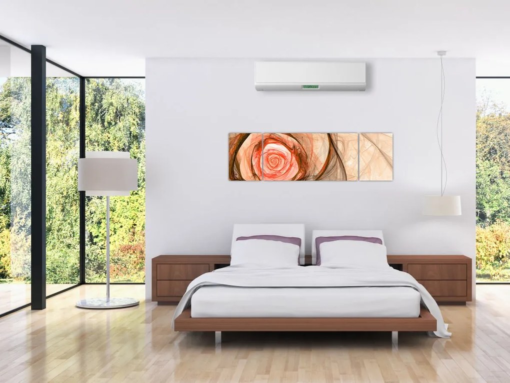 Obraz - Abstrakcyjny róż z białym tłem (170x50 cm)