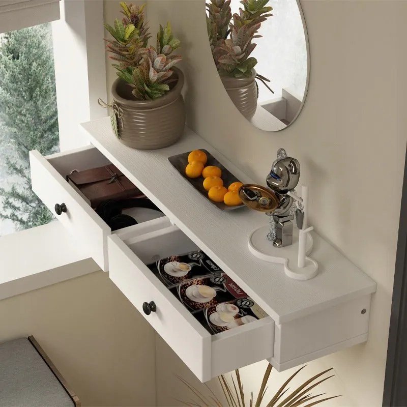 Półka wisząca z szufladami biała nowoczesna loft sypialnia ścienna 64 cm