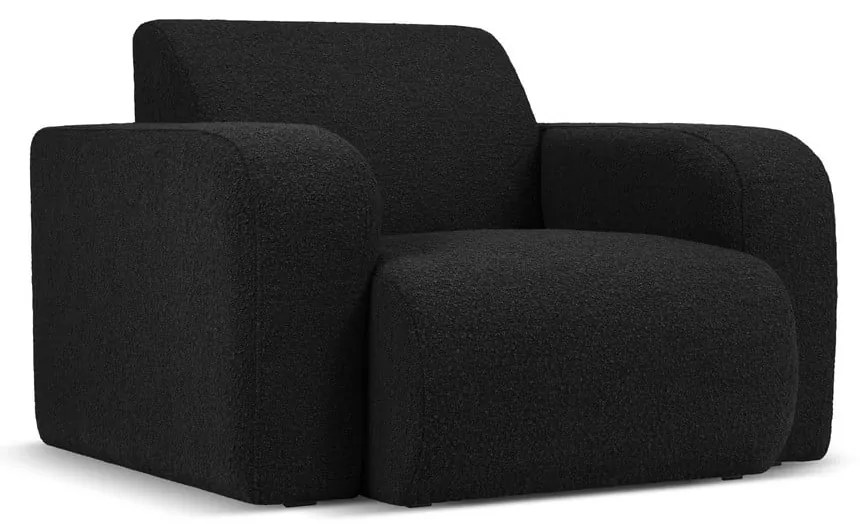 Czarny fotel z materiału bouclé Molino – Micadoni Home