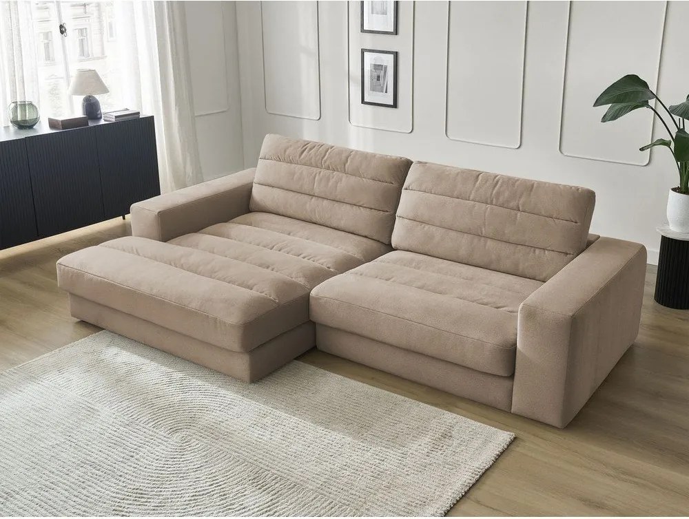 Szarobrązowy aksamitny narożnik (lewostronny/z szezlongiem) Sierra – Bobochic Paris