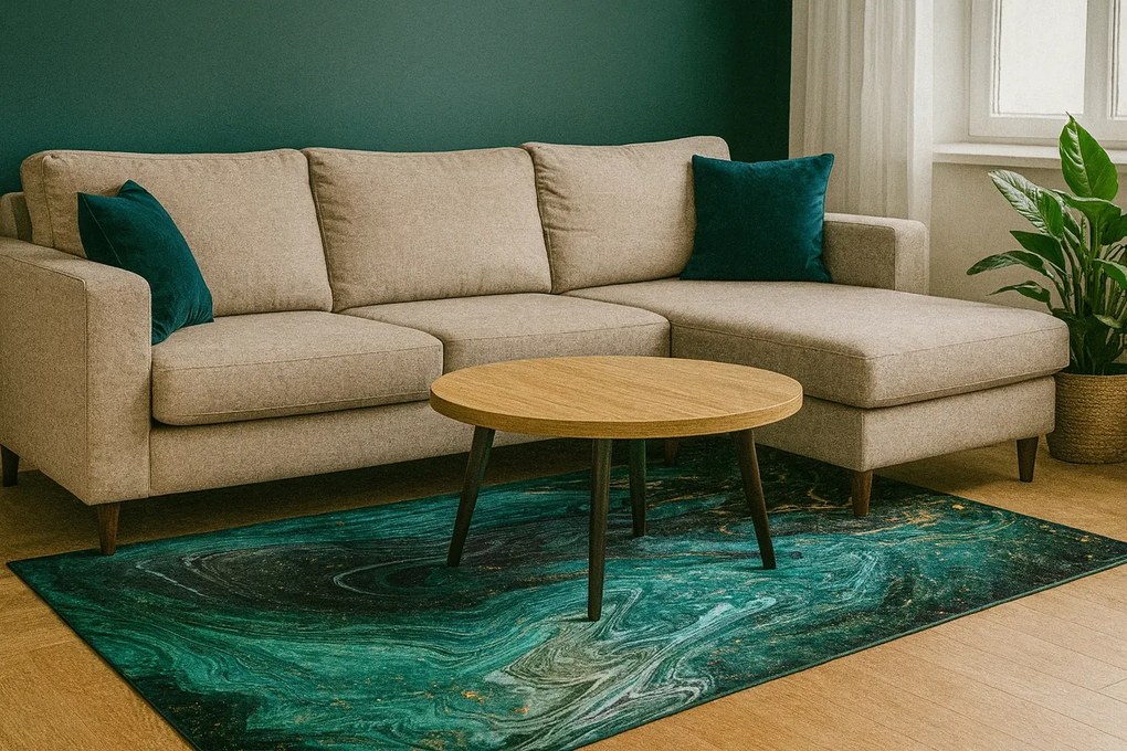 Zielono Złoty Dywan W Stylu Glamour T3-B47