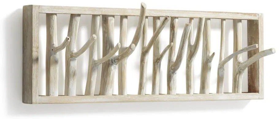 Wieszaki ścienne z litego drewna tekowego w naturalnym kolorze zestaw 3 szt. 60 cm Muntfre – Kave Home