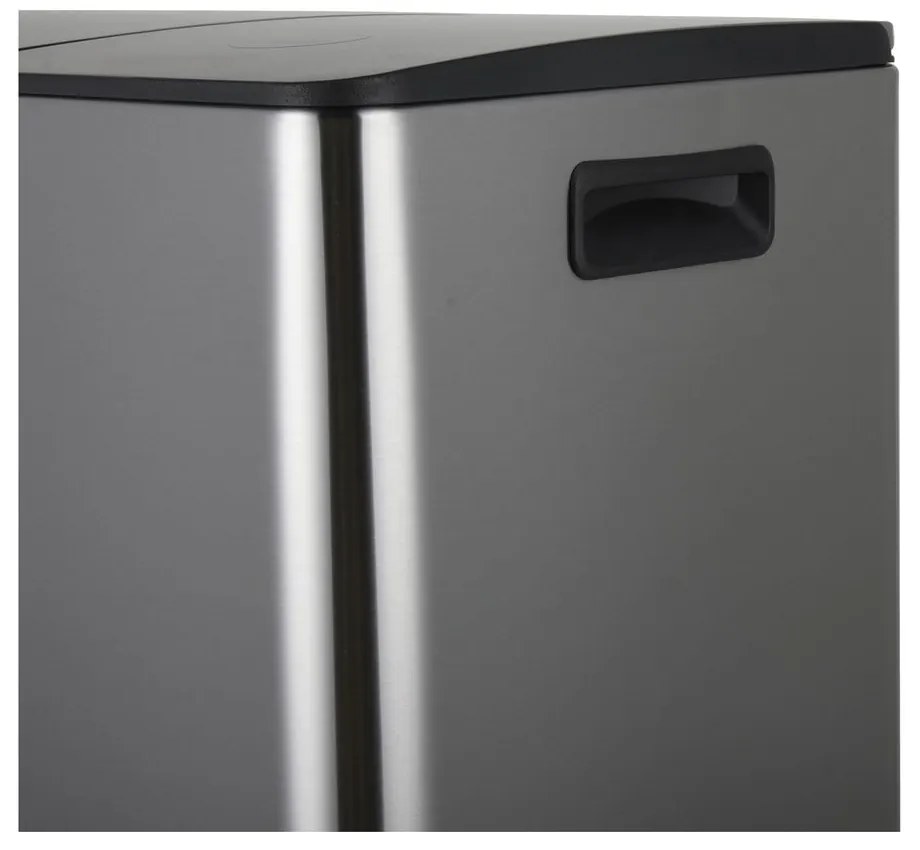 Stalowy kosz na śmieci 2x20 l do segregacji odpadów/z pedałem w kolorze matowego srebra Aliya – Spirella