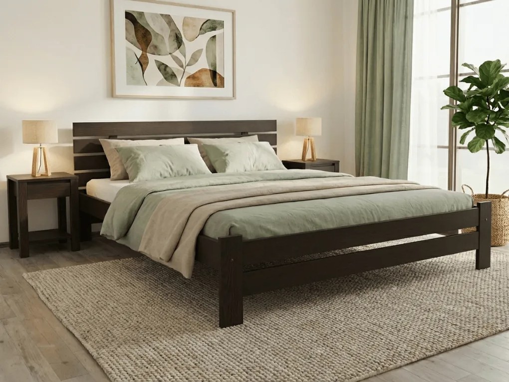 Łóżko PARIS podwyższone 140 x 200 cm, orzech Stelaż: Ze stelażem listwowym rolowanym, Materac: Materac Deluxe 10 cm