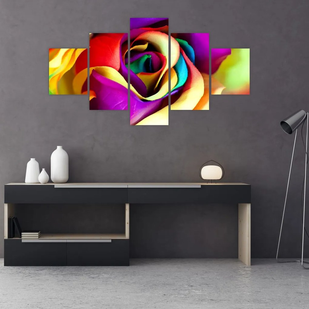 Obraz - Kolorowa róża (125x70 cm)