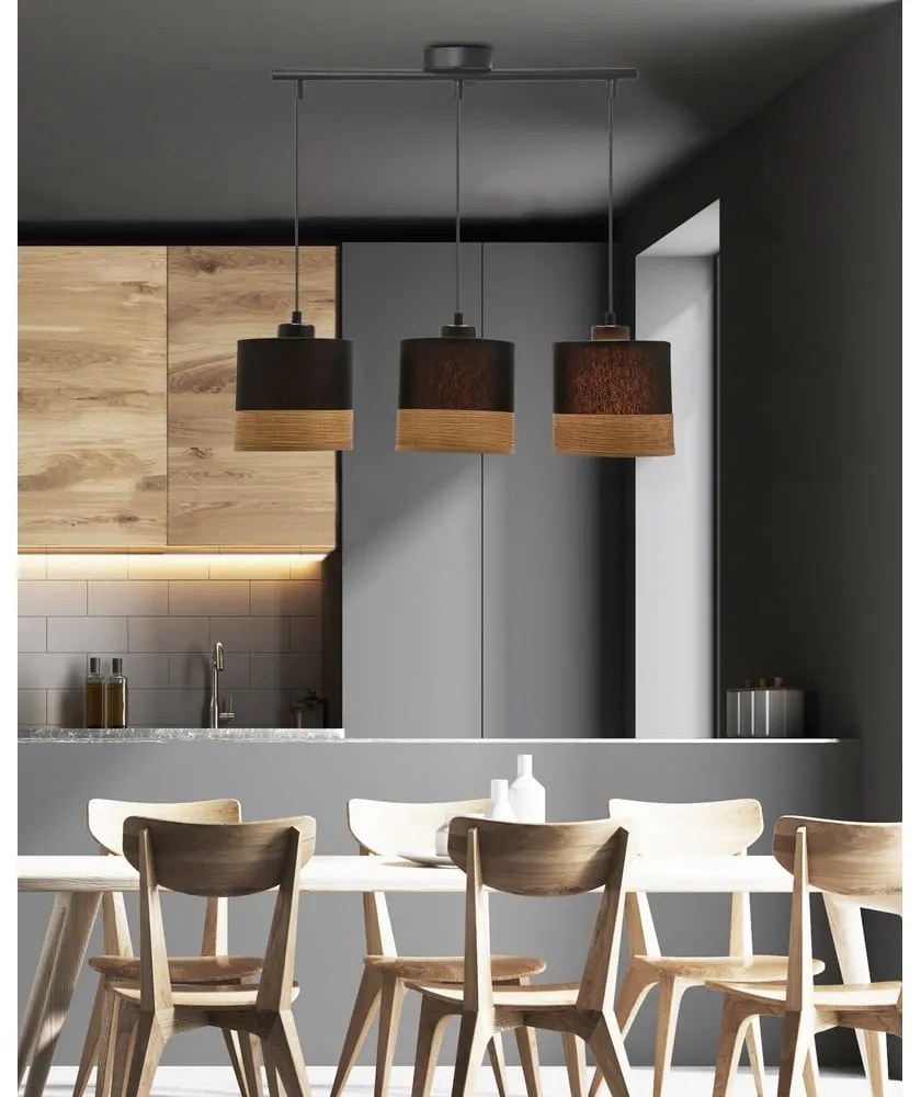 Czarna lampa wisząca z tekstylnym kloszem ø 15 cm Porto – Candellux Lighting