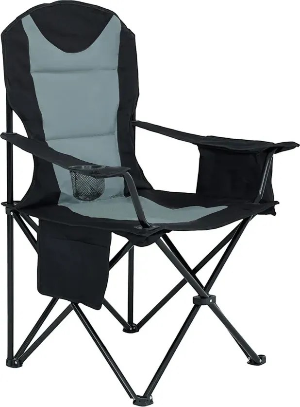Składane krzesło kempingowe czarny + szary - Tymja