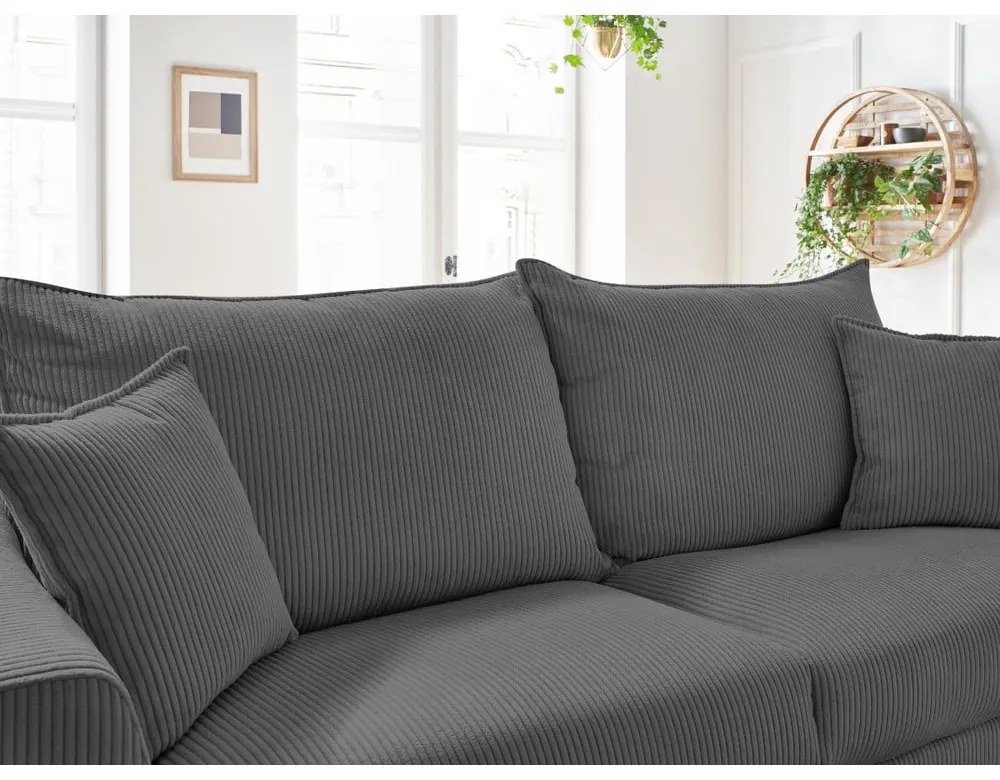 Szara sztruksowa rozkładana sofa 225 cm Augustin – Bobochic Paris