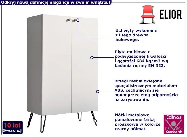 Biała komoda z półkami - Zorina 4X