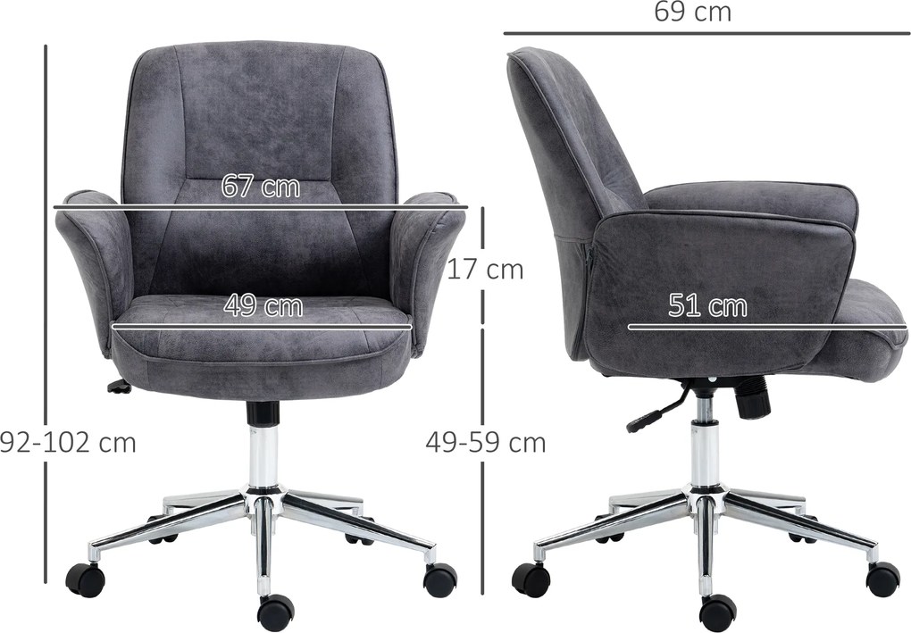 Vinsetto Krzesło Biurowe Ergonomiczne Czarne 48,5x54,5x81-87cm | Aosom PL