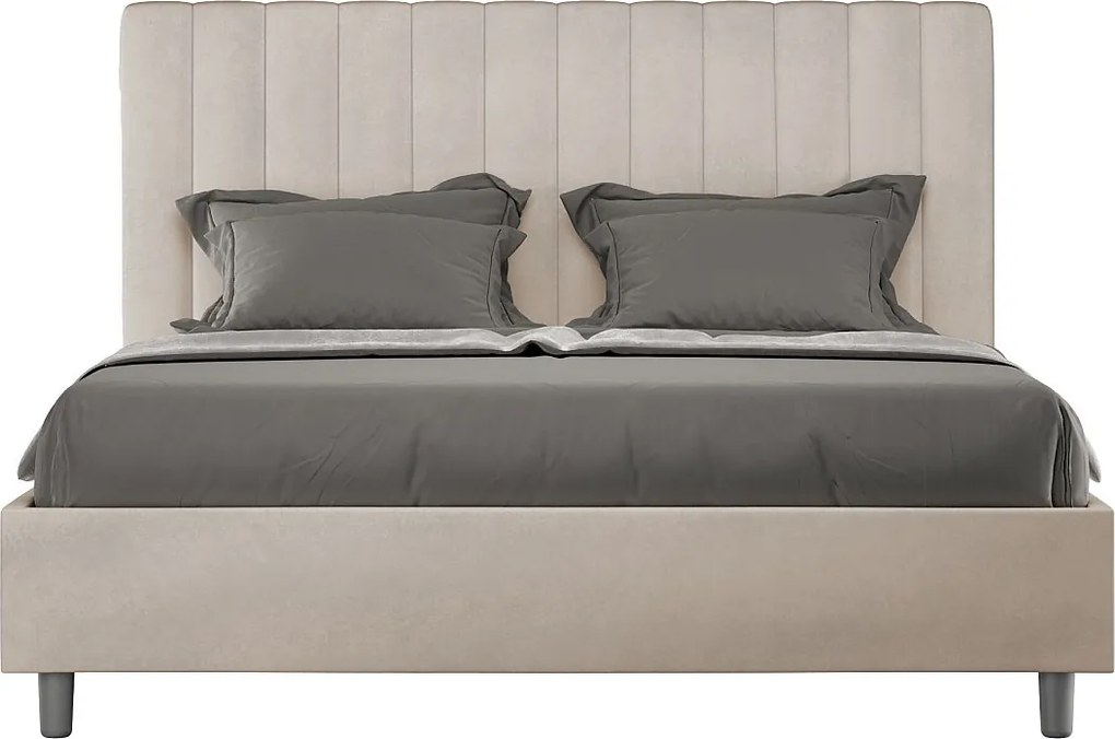 Łóżko bez stelaża tapicerowane 160x200 microfibra Piaskowy Agueda