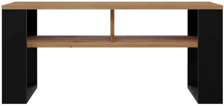 Minimalistyczna ława do narożnika dąb artisan + czarny - Renfi 5X