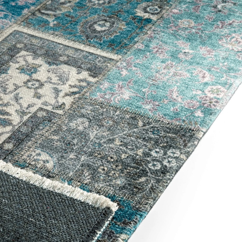 Dywan nowoczesny Michele Patchwork niebieski 80 cm x 145 cm