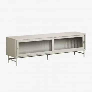 Szafka Rtv Paoline 180x40 Cm Ze Stali I Szkła Awokado - Sklum