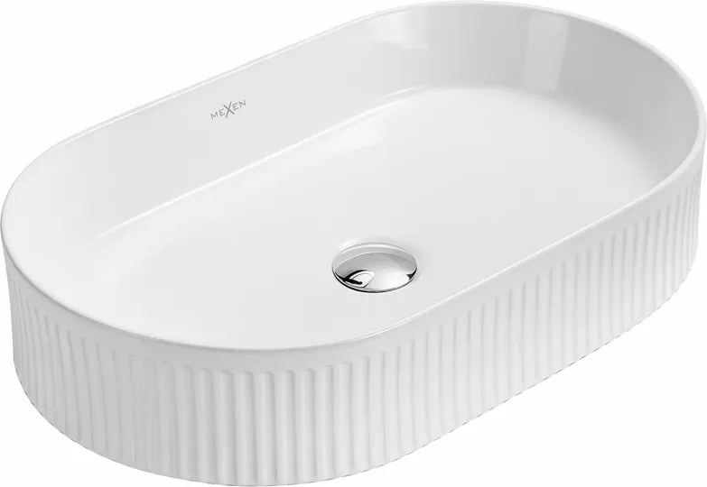 Mexen Grovo umywalka nablatowa ryflowana 49 x 31 cm, biała - 22304900