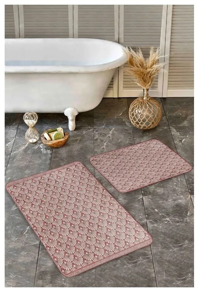 Brązowe aksamitne dywaniki łazienkowe zestaw 2 szt. 60x100 cm – Mila Home