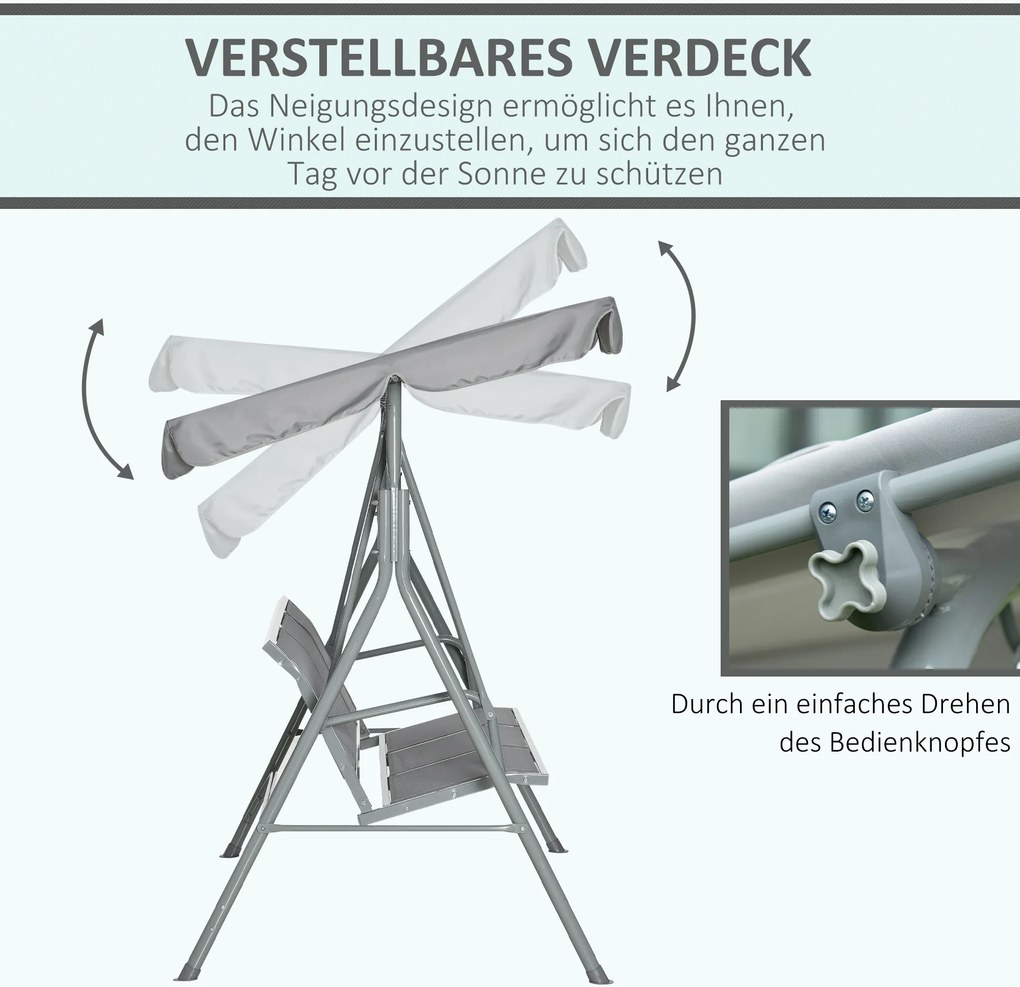 Outsunny huśtawka 3-osobowa z dachem 170 cm x 110 cm x 153 cm