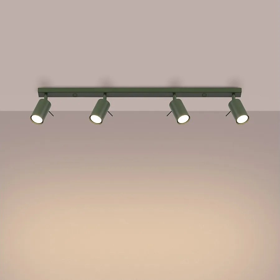Lampa sufitowa nowoczesny Briix, stal - 4 źródło światła 3000K - L.81 x H.17 cm - zielony oliwkowy