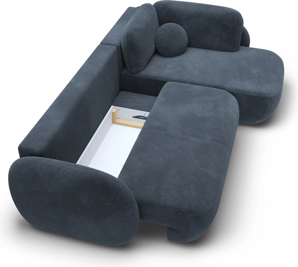 Masseno Narożnik AMICO z funkcją spania i pojemnikiem na pościel Narozniki L, Rozkładana sofa - Granatowy, EGON 86