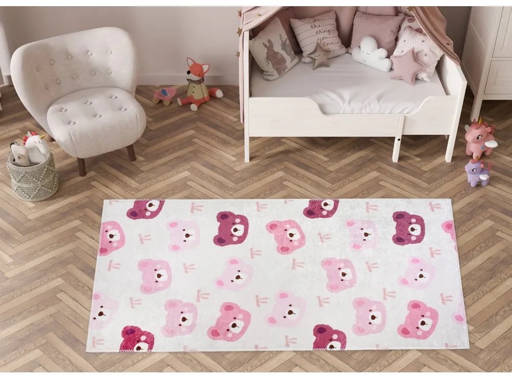 Różowo-kremowy dywan dziecięcy odpowiedni do prania 160x230 cm Cute Teddies Pink – Vitaus