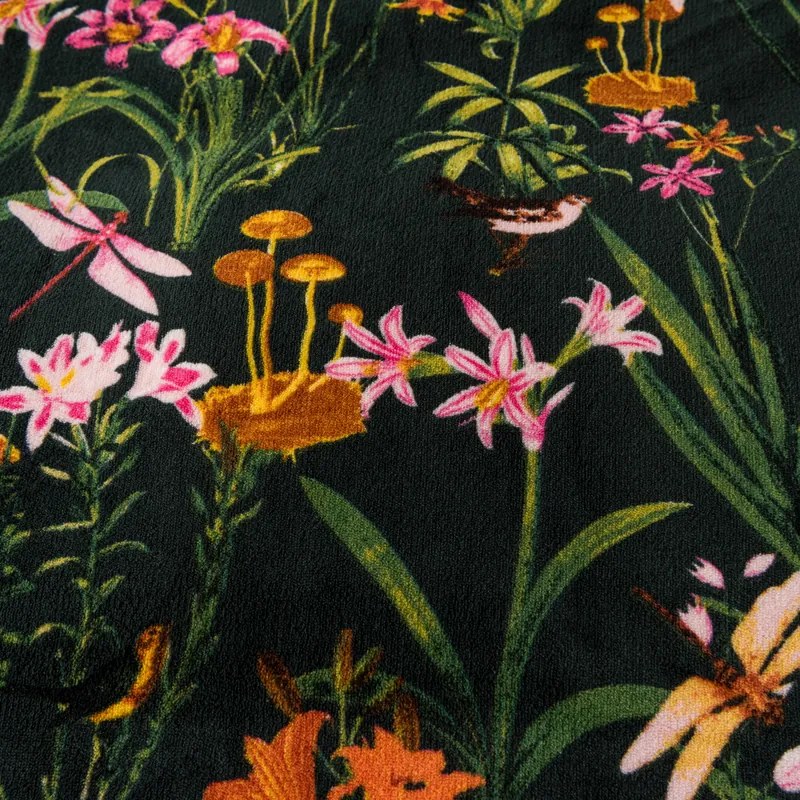 PrzytulneMieszkanie.pl PrzytulneMieszkanie.pl PrzytulneMieszkanie.pl Zestaw pościeli z mikropluszu MYSTIC GARDEN ciemnozielona + prześcieradło z mikropluszu SOFT 90x200 cm białe, pojedyncze łóżko