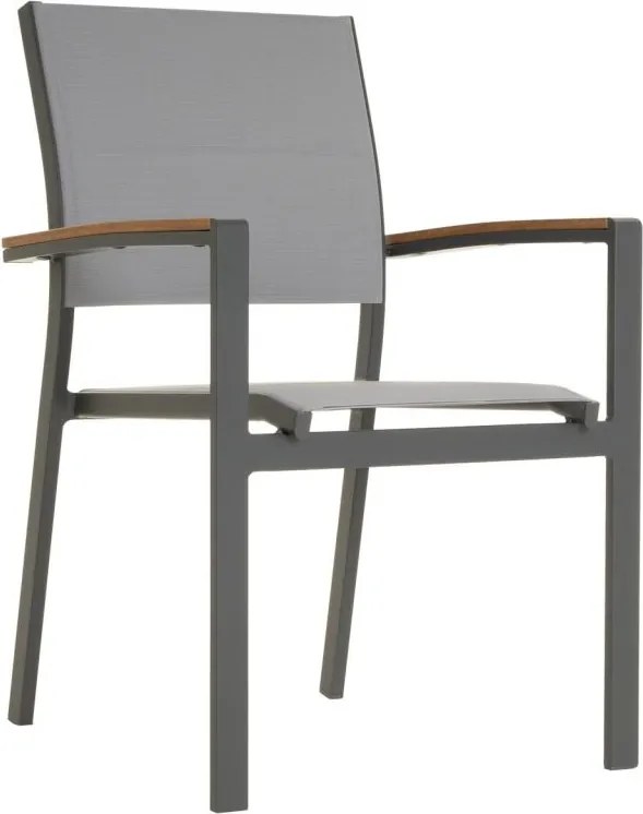 Zestaw 4 stohowalnych krzeseł tarasowych, aluminium, szare