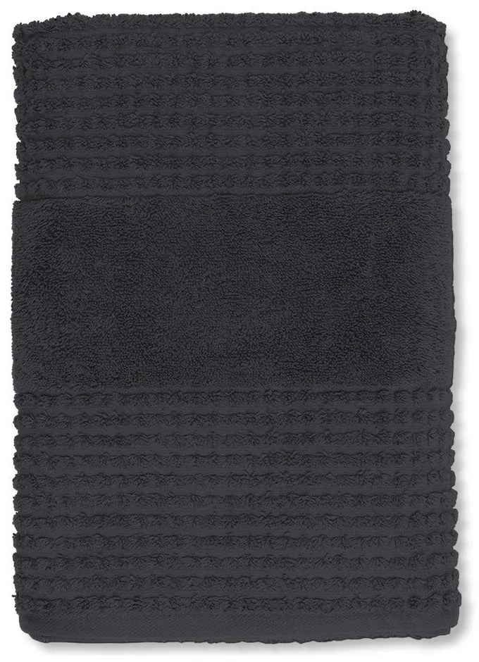 Ciemnoszary ręcznik kąpielowy z bawełny organicznej frotte 70x140 cm Check – JUNA