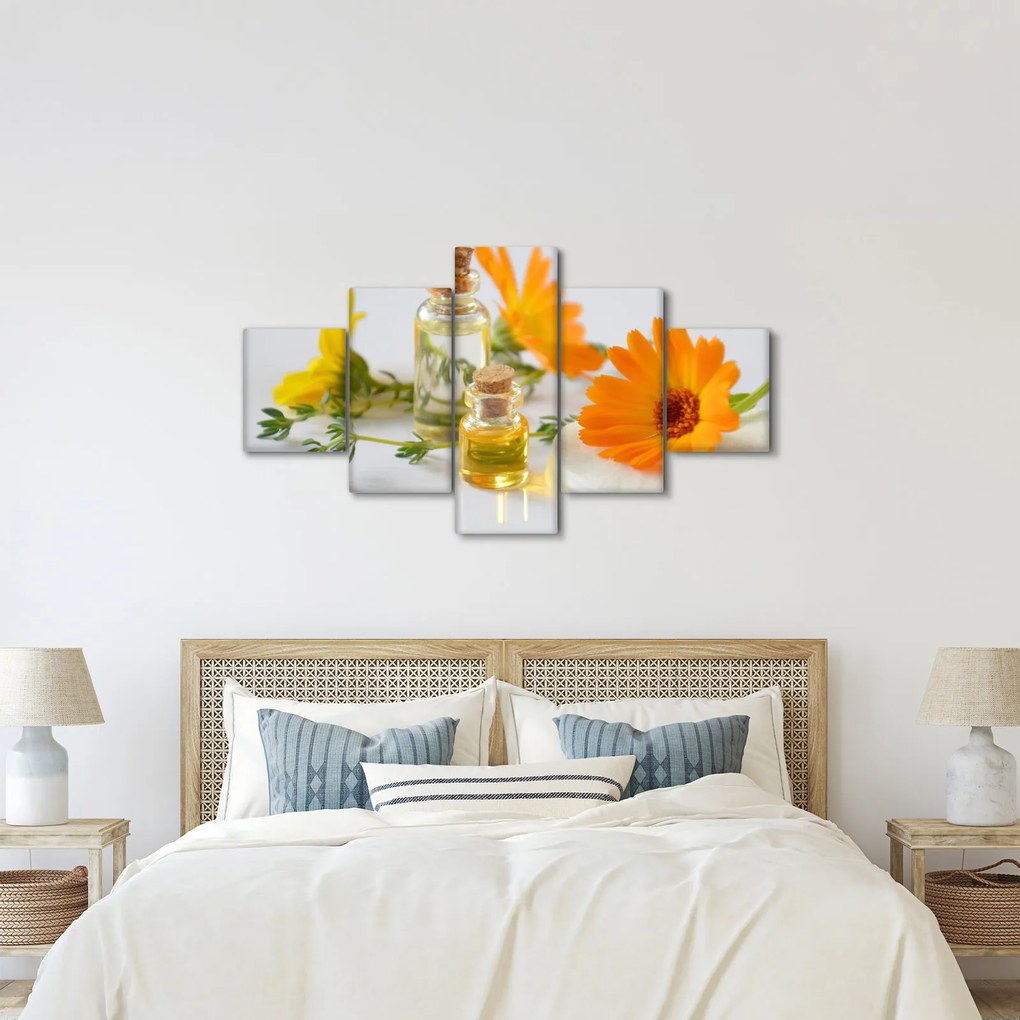 Obraz pomarańczowych kwiatów (125x70 cm)