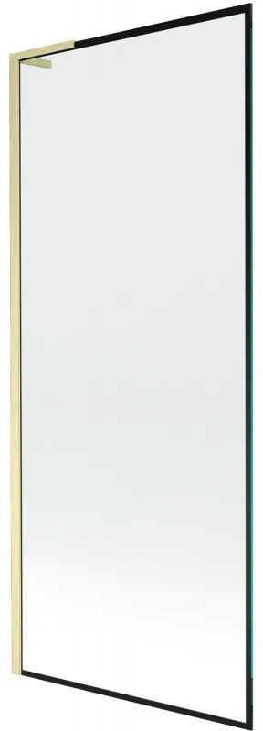 Mexen Next L parawan nawannowy 1-skrzydłowy 80 x 150 cm, czarna ramka, złoty szczotkowany - 895-080-000-03-70-55