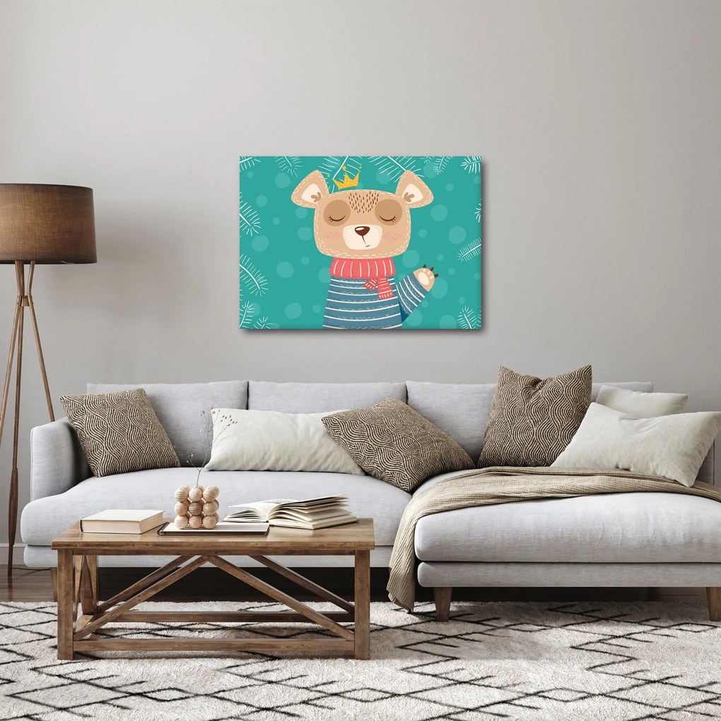 Obraz - Machający niedźwiadek (70x50 cm)