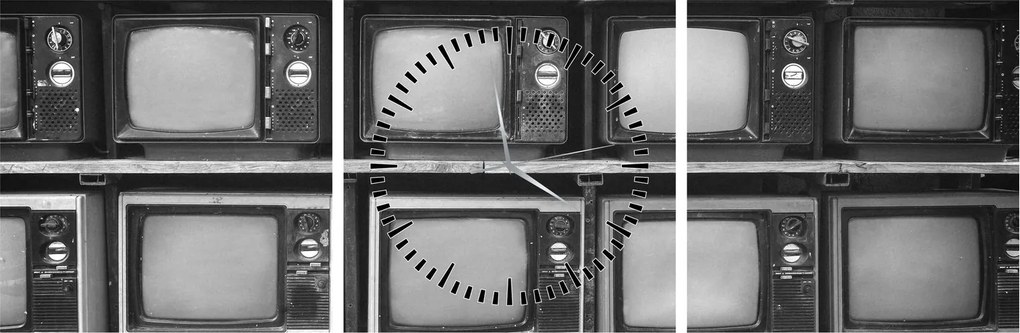 Obraz - Retro TV (z zegarem) (90x30 cm)