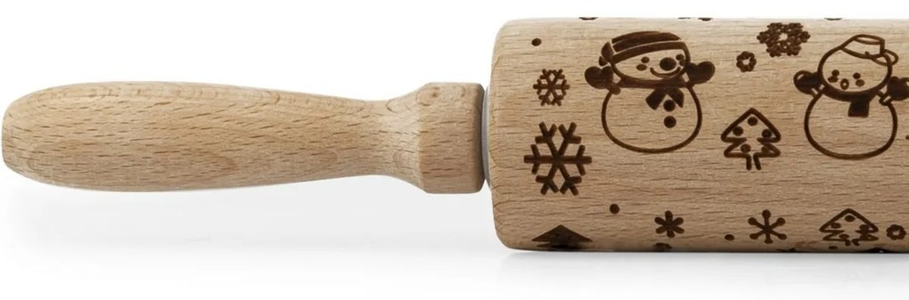 Toro Drewniany wałek z dekorem Bałwan, 38  cm