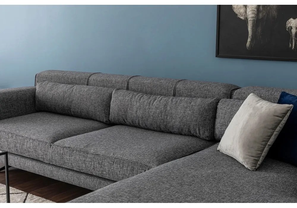 Ciemnoszara sofa narożna Artie Jivago, narożnik prawy