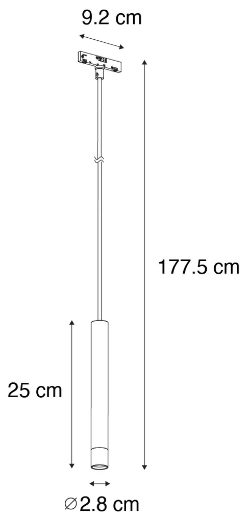 Nowoczesna czarna lampa wisząca do systemu szynowego jednofazowego - Slimline Keno Nowoczesny Oswietlenie wewnetrzne