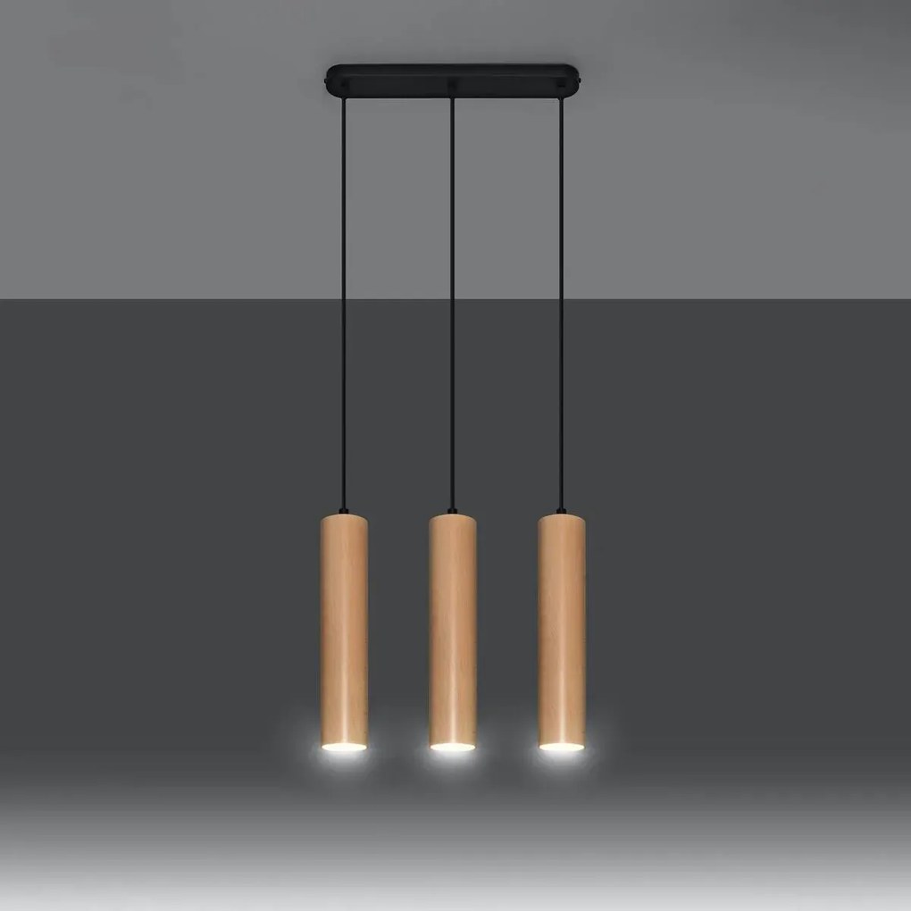 Lampa wisząca LINO 3L drewniana SOLLUX LIGHTING